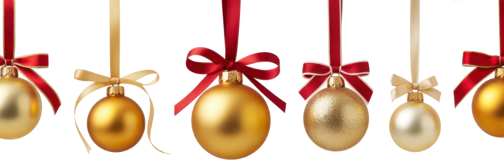 PNG Elegant gold ornaments with ribbons, element set on transparent background 
