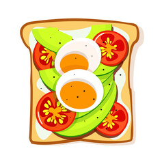 Healthy Avocado Toast with Boiled Eggs and Fresh Tomatoes