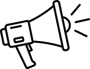 Loudspeaker line icon, simple black and white vector outline illustration of a megaphone, announcement, communication, or marketing symbol, attention, warning, and voice concept.