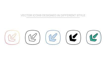 Down Left Arrow line icon vector stock with white background