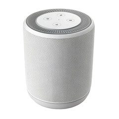 Smart speaker on black background for home automation and voice control