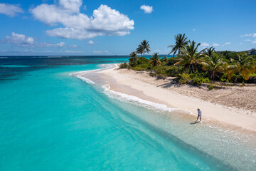 Aerial Woman Shoal Bay Beach Anguilla