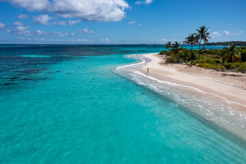 Aerial Woman Shoal Bay Beach Anguilla