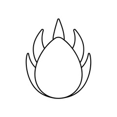 Outline drawing of a dragon fruit with spikes on transparent background silhouette