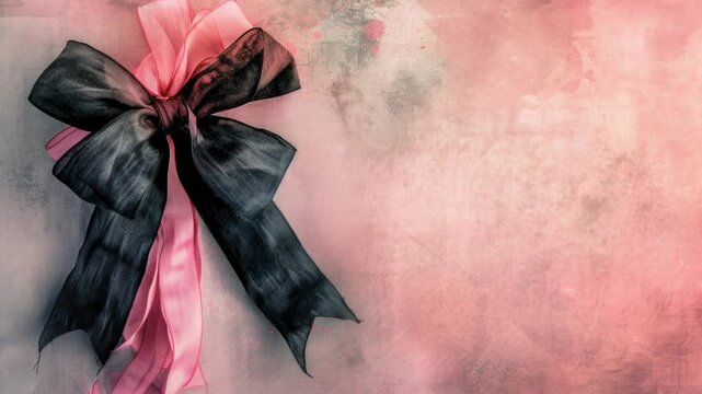 Video A decorative ribbon tied to a wall with pink and black stripes, suitable for various applications such as home decor or event decoration