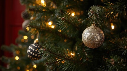christmas tree decorations background photo