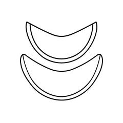 Two crescent shapes stacked in a simple design on transparent background silhouette