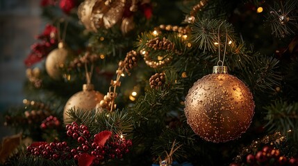 christmas tree decorations background photo
