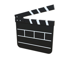 Fototapeta premium Black clapperboard with white stripes on a Transparent Background,3d movie clapper board with video play icon,png,3d,Wooden Black and White Film Movie Clapboard Accessory,