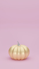 golden pumpkin on pink background, 3d render, no AI
