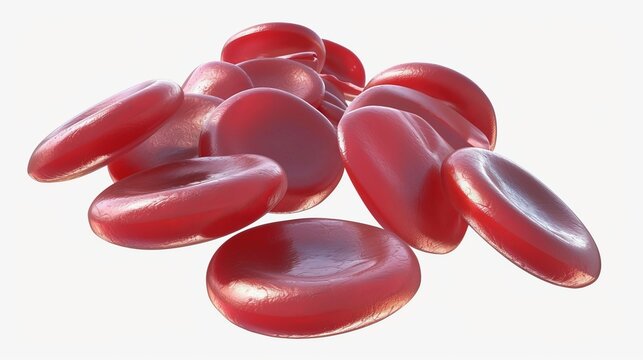 3D illustration of red blood cells isolated on white background. Microscopic view of erythrocytes. Medical and biology concept - Powered by Adobe
