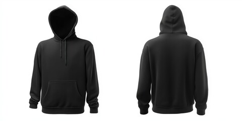 Black hoodie front and back view showcase