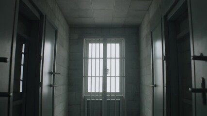 A dark corridor captured with dynamic camera movement, creating a cinematic, moody atmosphere. The scene evokes suspense, mystery, and tension, ideal for thriller or dramatic visual storytelling.