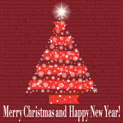 Red Christmas Tree With Festive Snowflake Decorations