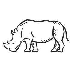 Rhino rhinoceros ear horn tail doodle animal