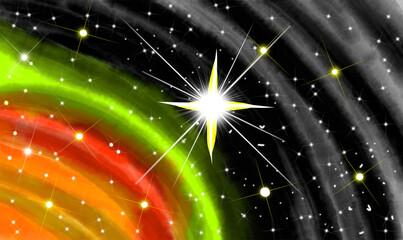 Cosmic starburst with colorful nebula and twinkling stars background © MD MAHBUBUR RAHMAN R