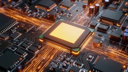 A futuristic advanced microprocessor glows with intricate circuits and luminous connections, symbolizing high-tech computing, innovation, and the power of modern digital technology. - Powered by Adobe