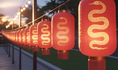 Celebrate Chinese New Year with these vibrant red snake lanterns, perfect for festive decorations and cultural events, adding a touch of joy
