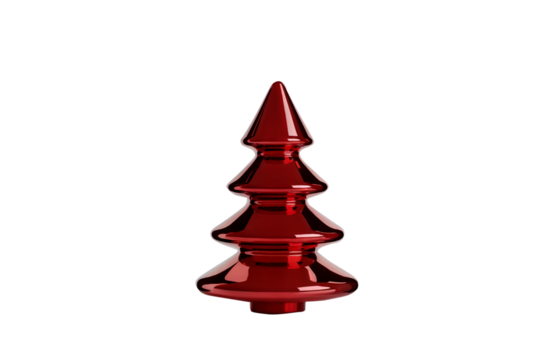 Glossy Red Christmas Tree Ornament Isolated on Transparent Background