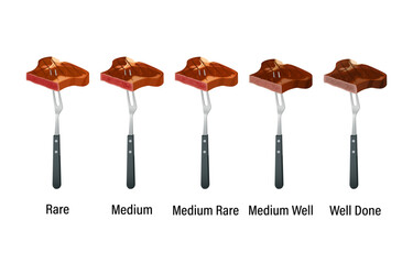 Steak doneness chart displaying different cooking levels