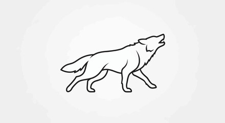 Line Art Illustration of a Howling Wolf in Profile.