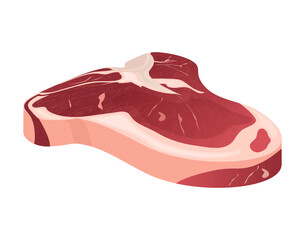 Raw T bone steak beef illustration on white