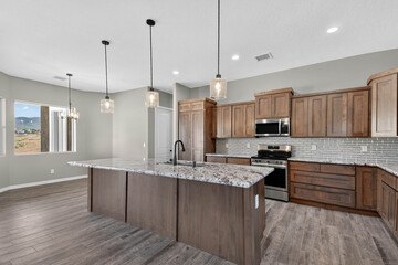 Chic Culinary Space With Stylish Fixtures, Elegant Cooking Area With Modern Appliances And Design