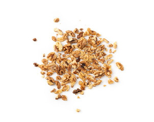 Chopped wallnut , broken roasted walnuts powder, heap of nuts crumbs, whole kernel pieces
