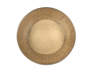 Sesame seeds pile closeup, white small benne grains. Sesamum indicum fruits