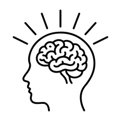 human brain technology digital icon set