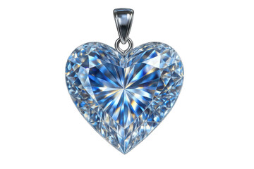 Fototapeta premium Sparkling heart diamond pendant isolated on transparent background.