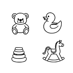 Naklejka premium Four Simple Black Silhouette Icons of Children's T