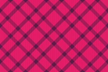 Long textile tartan vector, furniture check texture pattern. Cell seamless fabric plaid background in pink and dark colors.
