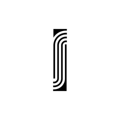 Elegant letter I logo icon with a modern geometric design. Abstract black and white initial composed of parallel flowing lines for a unique brand identity