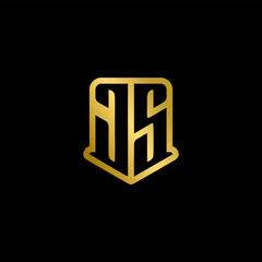 Luxury golden OS initial letters logo design within a shield frame, a professional and modern brand mark for corporate identity