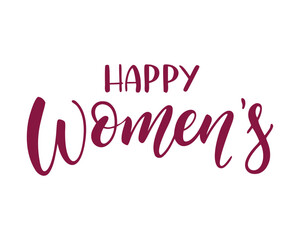 Happy Womens Day calligraphy in pink perfect for greeting cards or social media posts celebrating women and equality