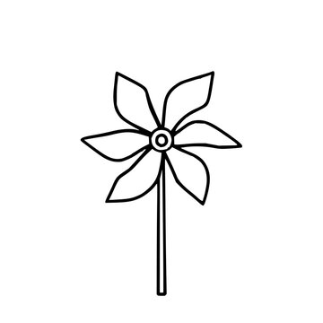 Single Solid Black Pinwheel Icon: Simple, Flat Des