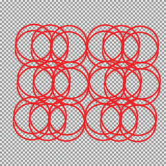 hand drawing different circles isolated on the transparent background, Handwritten red circle