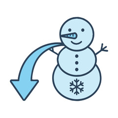icon Line drawing of a snowman with a downward-curving arrow, symbolizing loading or importing
