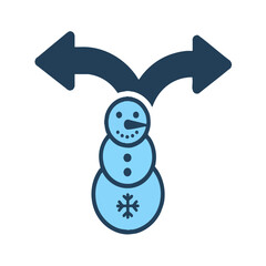 A blue and black snowman icon representing a decision point or branching line.