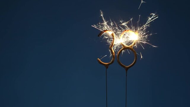38 years celebration festive background made with Bengal fires in the form of number Thirty eight.