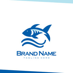 Simple Blue Fish and Waves Design for Seafood or Aquatic Brand Identity