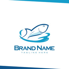 Blue Fish Jumping Graphic Design with Water Splash for aquatic, marine business identity