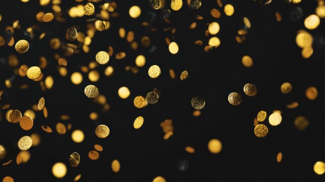 Gold confetti on black background