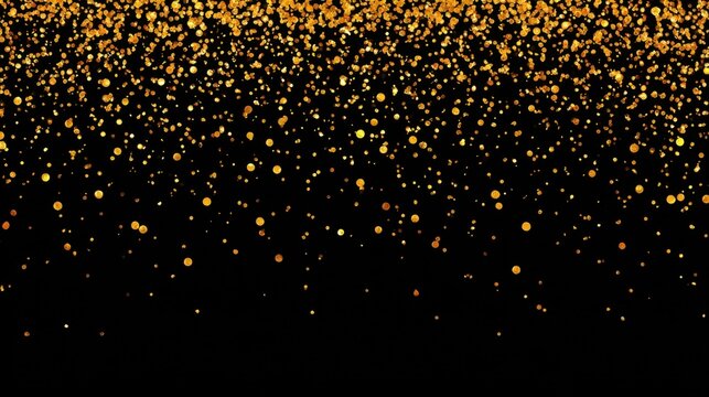 Gold confetti on black background