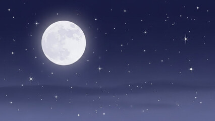 Magical moonlit night with twinkling stars, perfect for dreamy designs, adding serene backgrounds, or creating peaceful bedtime stories for kids