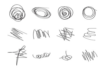 Hand-drawn abstract scribble stroke set.