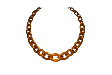 Golden chain in a circular shape, isolated on transparent background, cut out