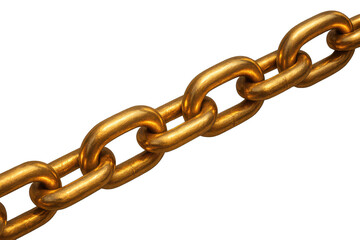 Obraz premium Strong metallic golden chain, diagonally arranged, isolated on transparent background