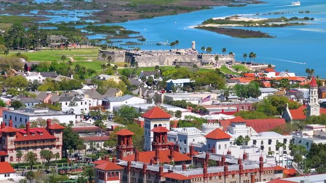St. Augustine, Florida. American architecture with city streets and historical buildings. USA travel destination.